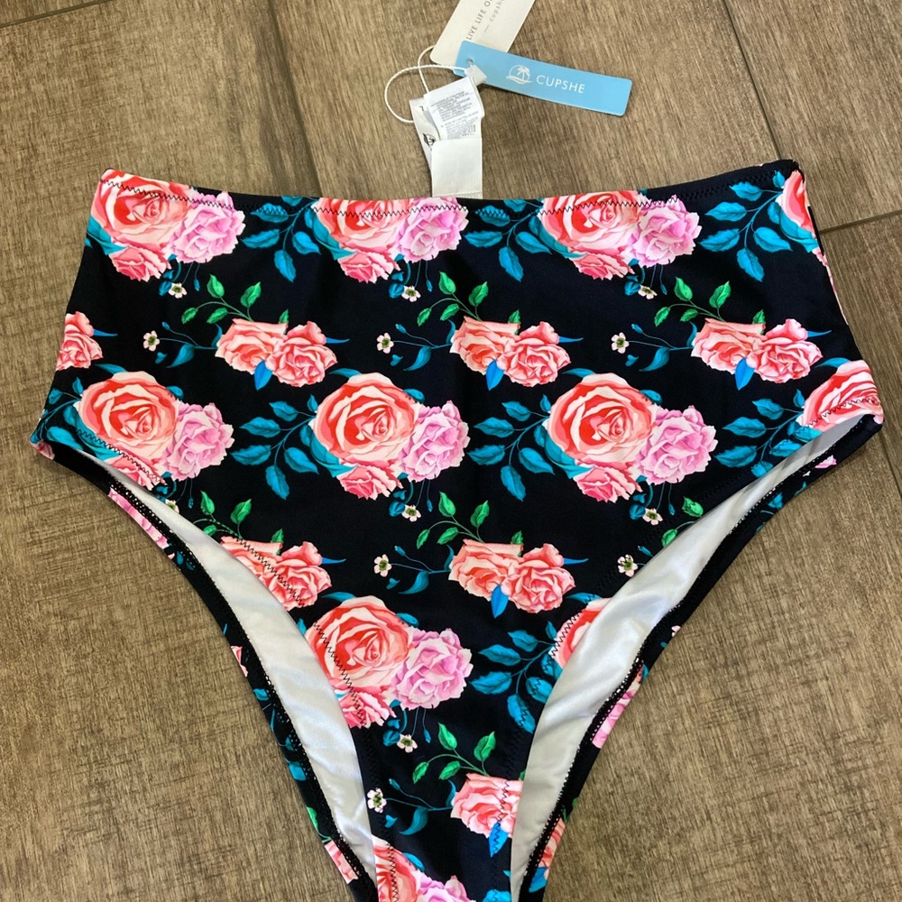 Cupshe women’s L High Rise Cheeky Floral Bikini Bottom